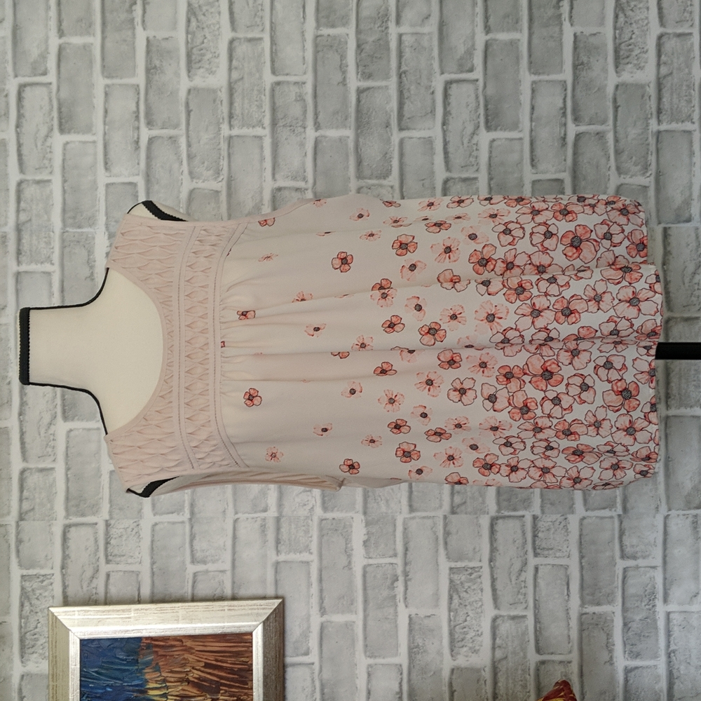 Elle Women's Pink Tank Top Blouse Cherry Blossoms Size XL